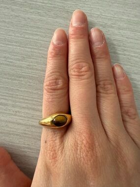 Missoma Savi Sculptural Gemstone Stacking Ring in Gold Vermeil/Tiger Eyes